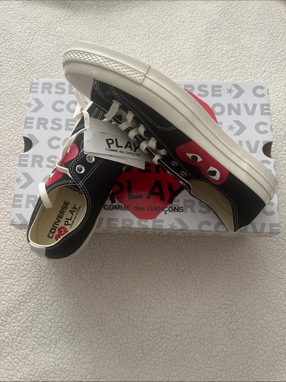 Comme des Garçons PLAY x Converse Black & Red Low-Top Sneakers